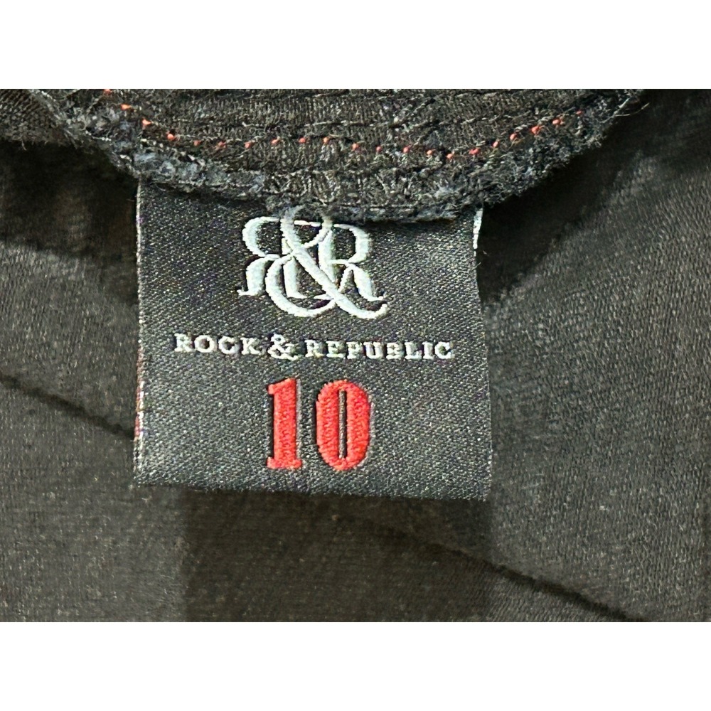 Rock & Republic Kashmere Skinny Jeans Women's Sz 10 Black Mid Rise Stretch Gold - Picture 8 of 11